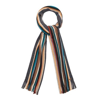 Multi-coloured wool striped scarf